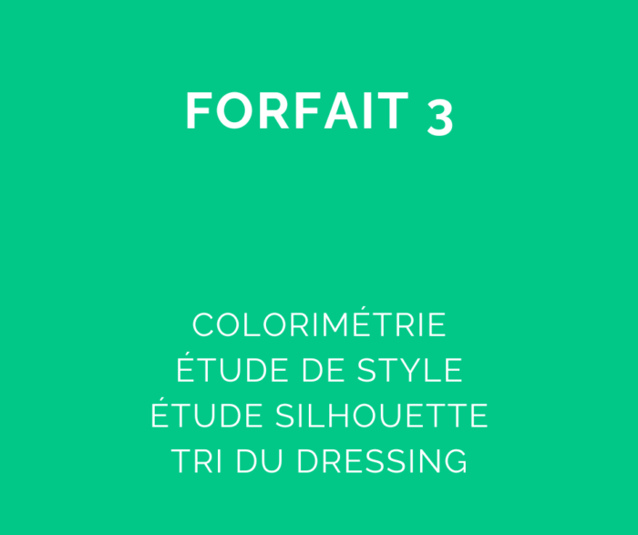 Forfait 3 : Mes couleurs + Mon style, mon corps + Tri du dressing