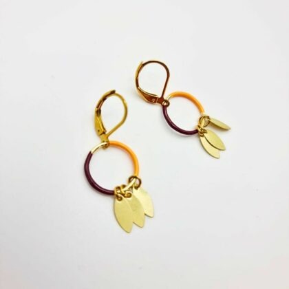 Boucles “Duo Éclat” – Résine bicolore & doré mat, fait main