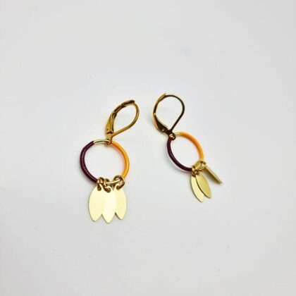 Boucles “Duo Éclat” – Résine bicolore & doré mat, fait main