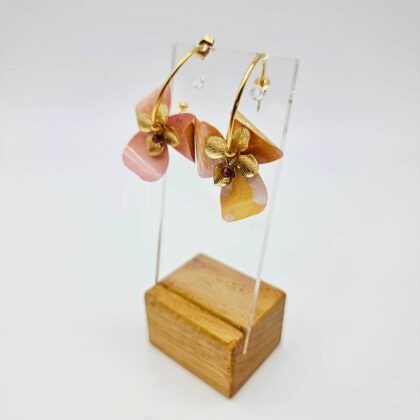 Boucles “Grenat Poudré” – Bijou doré et pierre grenat, fait main