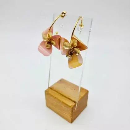 Boucles “Grenat Poudré” – Bijou doré et pierre grenat, fait main