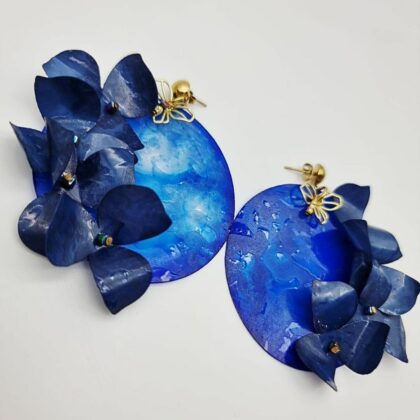 Boucles “Clair de Lune” – Créoles dorées & polymère irisé, fait main