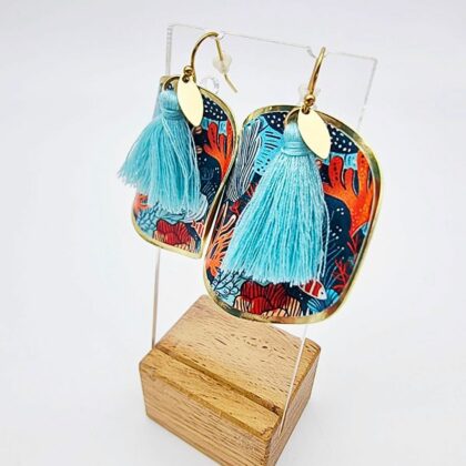 Boucles “Lagune d’Atzuri” – Papier japonais & doré mat fait main