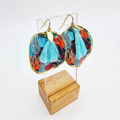 Boucles “Lagune d’Atzuri” – Papier japonais & doré mat fait main