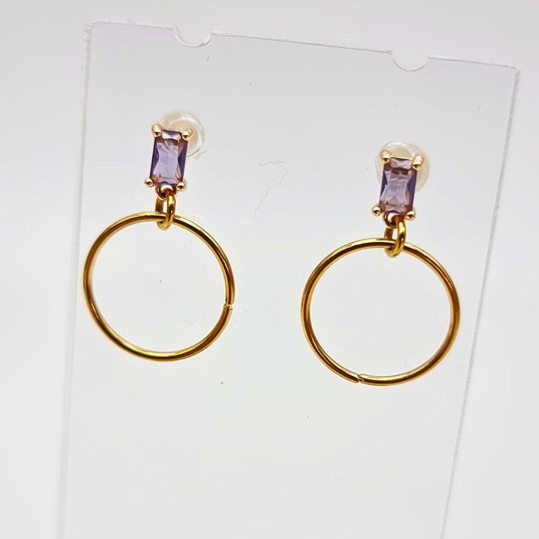 Boucles d’oreilles – Mini Cercle & Cristal Facetté - Collection : Éclosion – Image 3