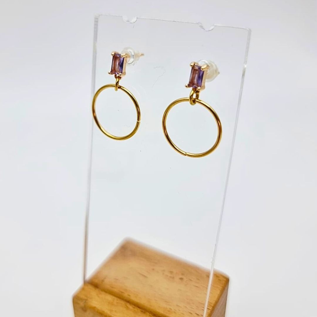 Boucles d’oreilles – Mini Cercle & Cristal Facetté - Collection : Éclosion