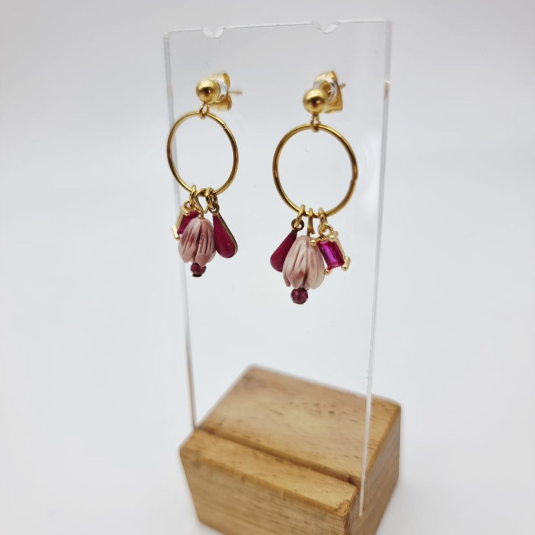 Boucles “Mini Éclosion” – perles fines, acier inox & couleurs éclatantes – Image 6