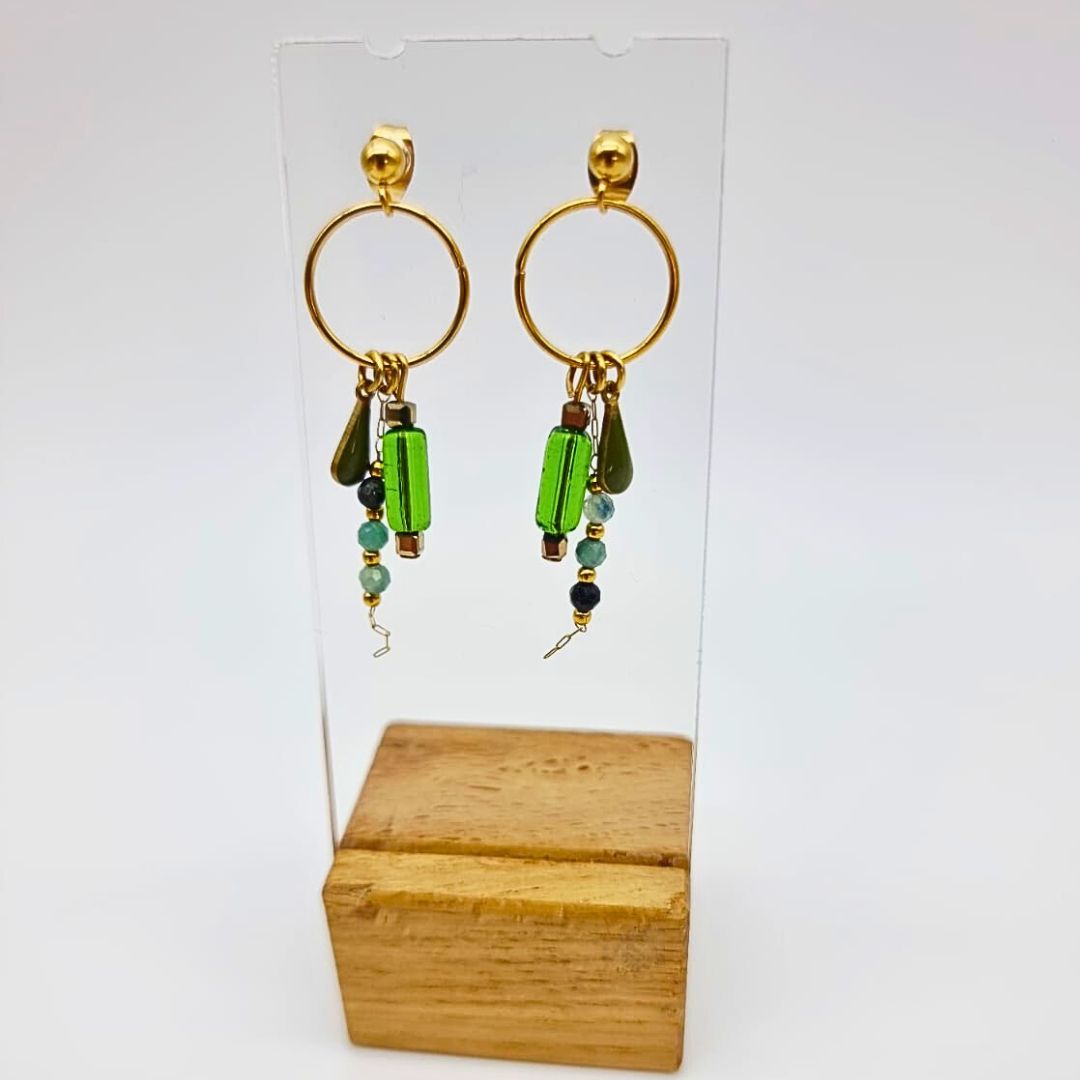 Boucles “Mini Éclosion” – perles fines, acier inox & couleurs éclatantes – Image 2