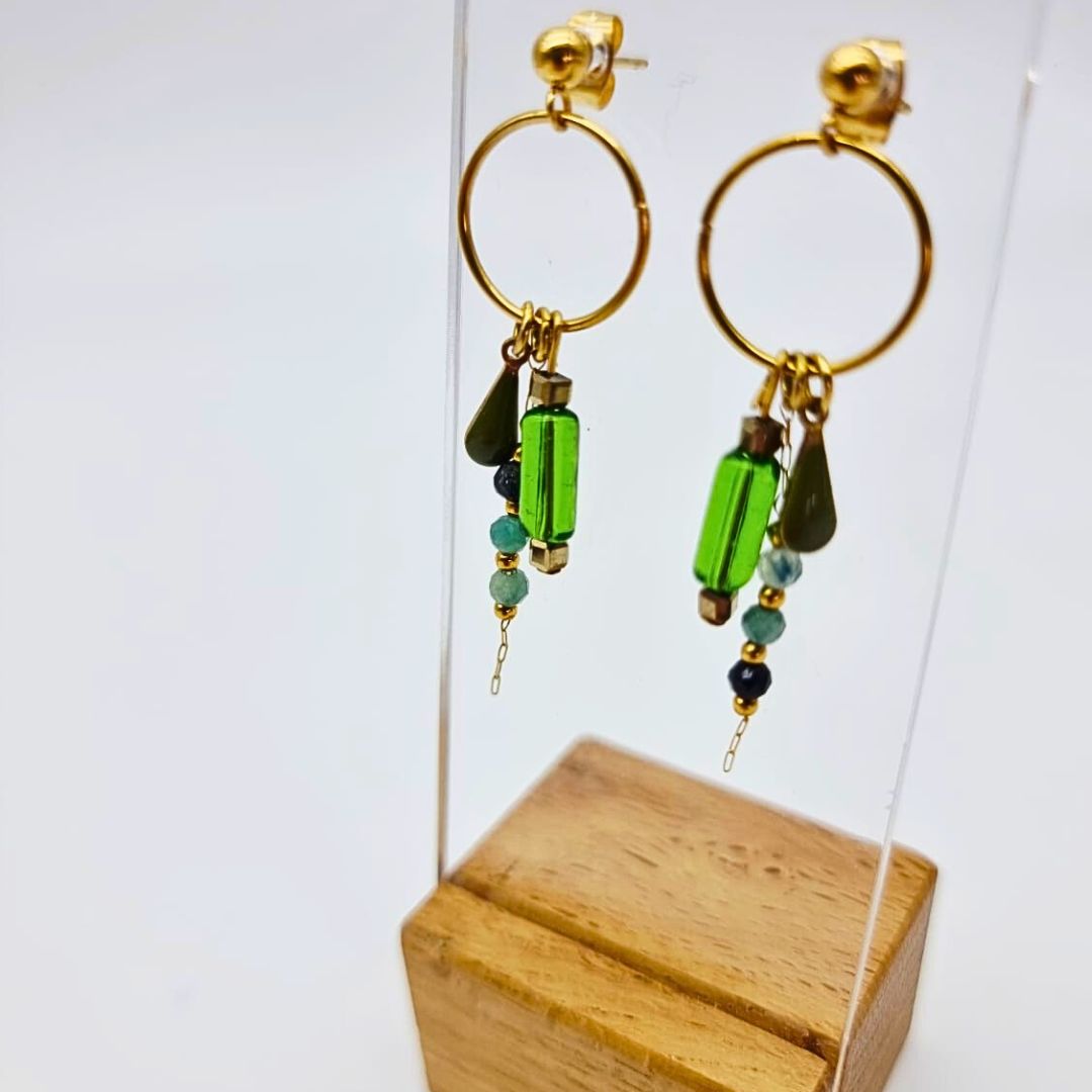 Boucles “Mini Éclosion” – perles fines, acier inox & couleurs éclatantes – Image 7