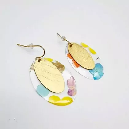 Boucles “Flora Major” – Bijou fleurs séchées & laiton doré, fait main