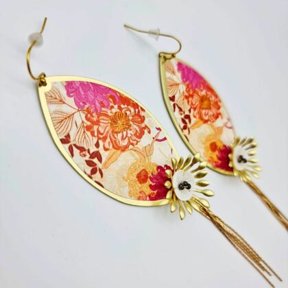 Boucles “Hanoï” – Bijou doré & papier japonais, fait main en France