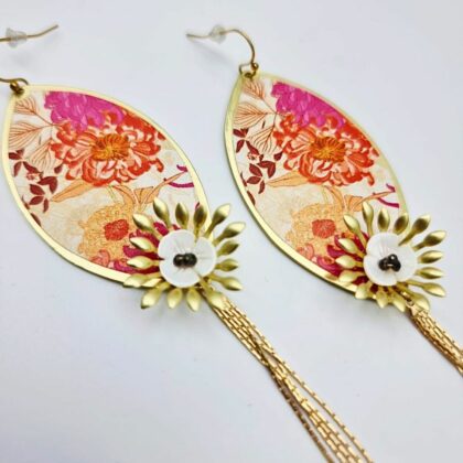 Boucles “Hanoï” – Bijou doré & papier japonais, fait main en France