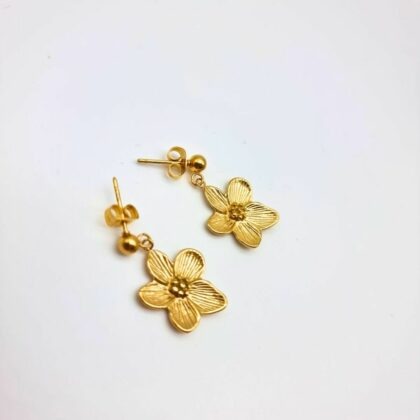 Boucles d’oreilles fleur dorée – acier inoxydable