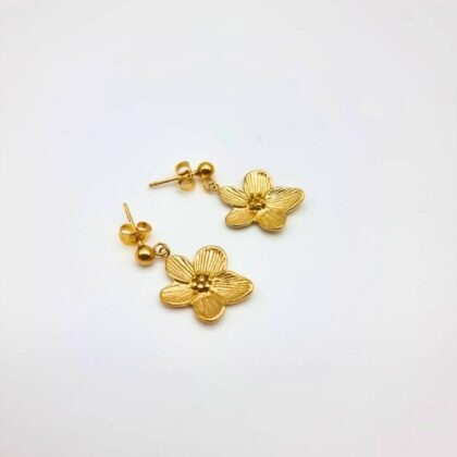 Boucles d’oreilles fleur dorée – acier inoxydable