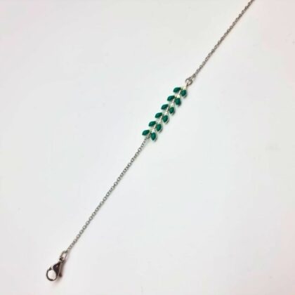 Bracelet fin épis vert sapin en acier inoxydable – Bijou délicat et naturel