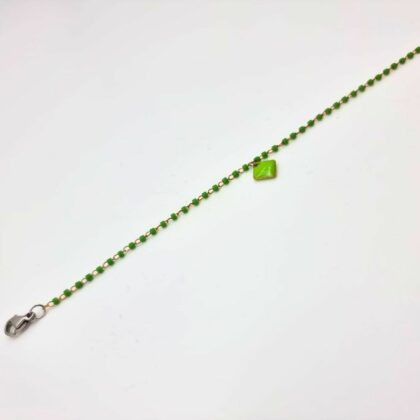 Bracelet fin vert en acier inoxydable et chaîne perlée – Sequin émaillé