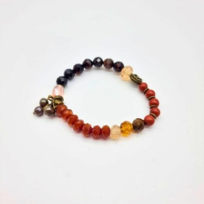 Bracelet élastiqué perles de verre colorées & perles de culture – Pièce artisanale