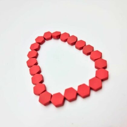 Bracelet élastiqué en hématite finition caoutchouc – Coloris corail