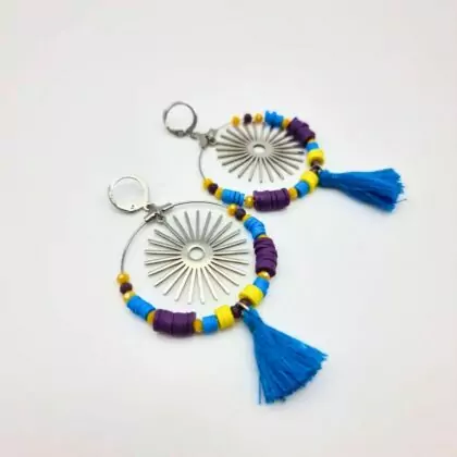 Boucles d’oreilles graphiques colorées – Bijou artisanal – Prix doux