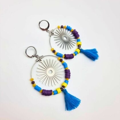 Boucles d’oreilles graphiques colorées – Bijou artisanal – Prix doux