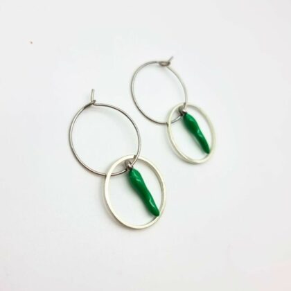 Boucles d’oreilles piment vert – Bijou artisanal – Prix doux
