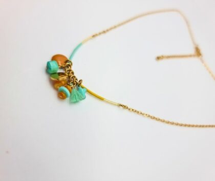 Collier Pampilles Soleil Menthe – Collection Les Audacieuses