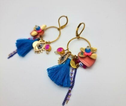 Boucles d’oreilles Azura bleu électrique – Bijoux bohèmes artisanaux | Charly&Kty