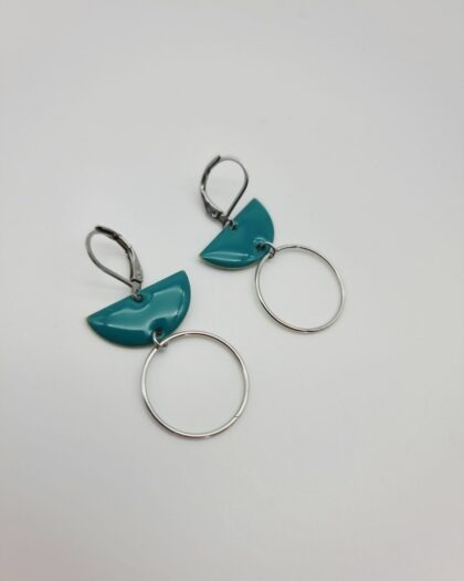 Boucles Éclat Graphique Turquoise | Acier inoxydable & résine émaillée – Charly & Kty
