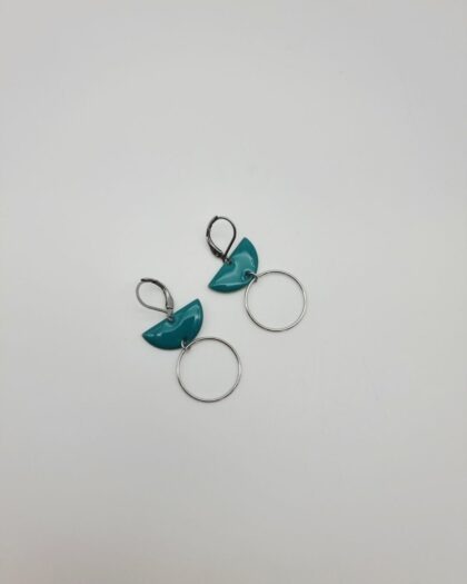 Boucles Éclat Graphique Turquoise | Acier inoxydable & résine émaillée – Charly & Kty