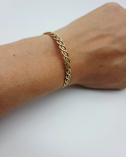 Bracelet Entrelacs – Bracelet fin en laiton doré rose fabriqué en France