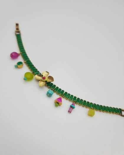 Bracelet Fleuri Vert – Collection Échappées Belles