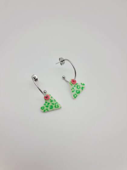 Boucles d’oreilles Amore Léopard | Cœur léopard en pâte polymère – Charly & Kty