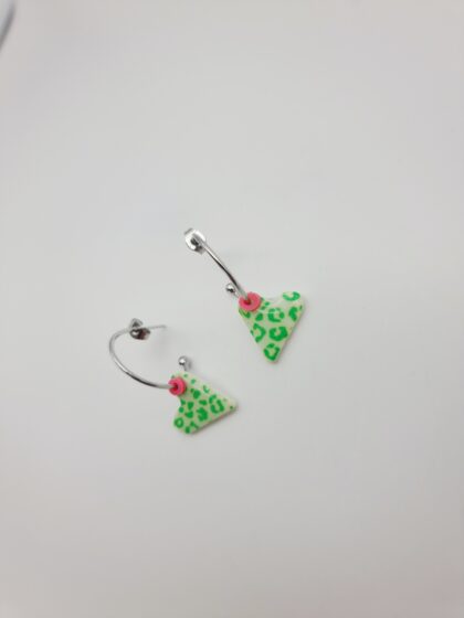 Boucles d’oreilles Amore Léopard | Cœur léopard en pâte polymère – Charly & Kty