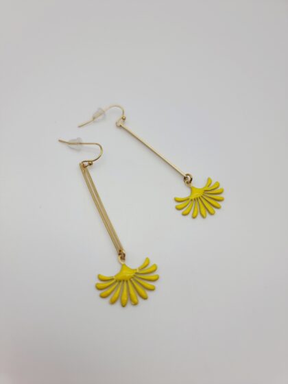 Boucles d’oreilles Azur | Ginkgo jaune et laiton doré – Charly & Kty