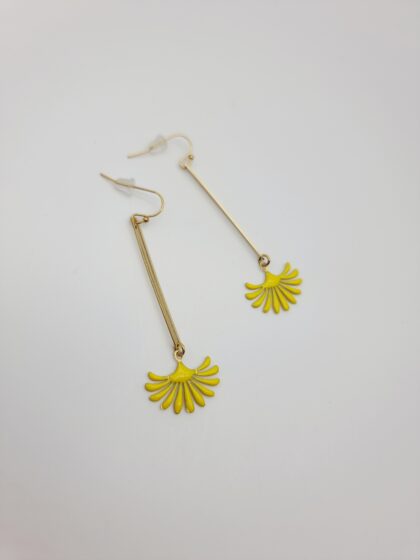Boucles d’oreilles Azur | Ginkgo jaune et laiton doré – Charly & Kty
