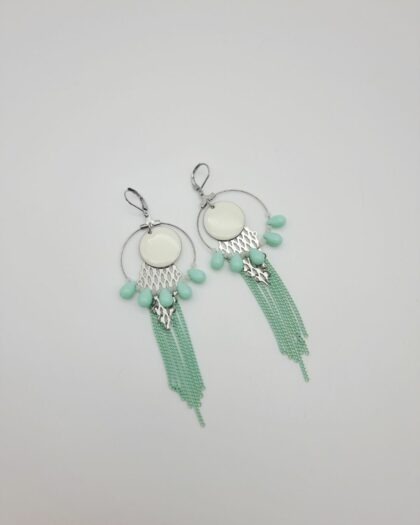 Boucles d’oreilles Cascade Menthe – Collection Échappées Belles