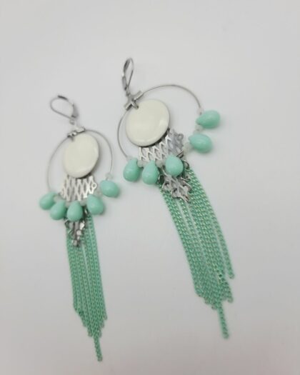 Boucles d’oreilles Cascade Menthe – Collection Échappées Belles
