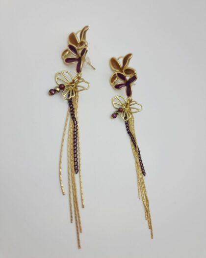 Boucles d’oreilles Élégance Florale Grenat – Collection Échappées Belles