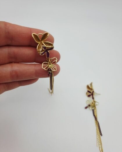 Boucles d’oreilles Élégance Florale Grenat – Collection Échappées Belles