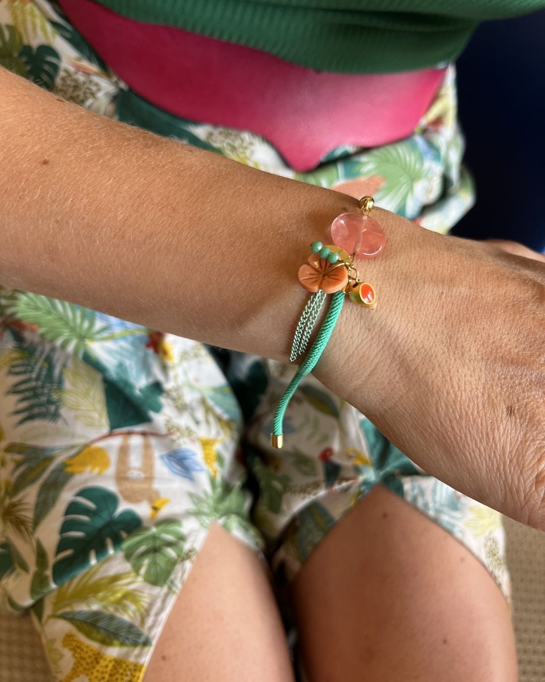 Bracelet ajustable Jardin Corail – Collection Échappées Belles