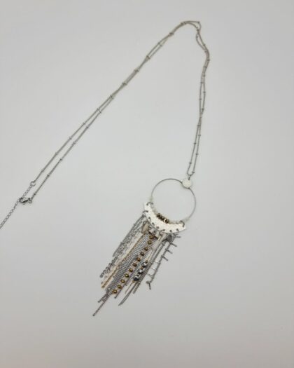 Sautoir Cascade Argentée – Collier long en acier inoxydable | Collection Les Audacieuses