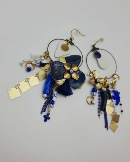 Boucles d’oreilles asymétriques Éclats d’Azur – Collection Les Audacieuses