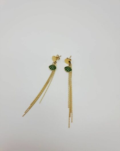Boucles d’oreilles Néréa – Coquillage & chaînes dorées | Capsule Eté Les Echapées belles